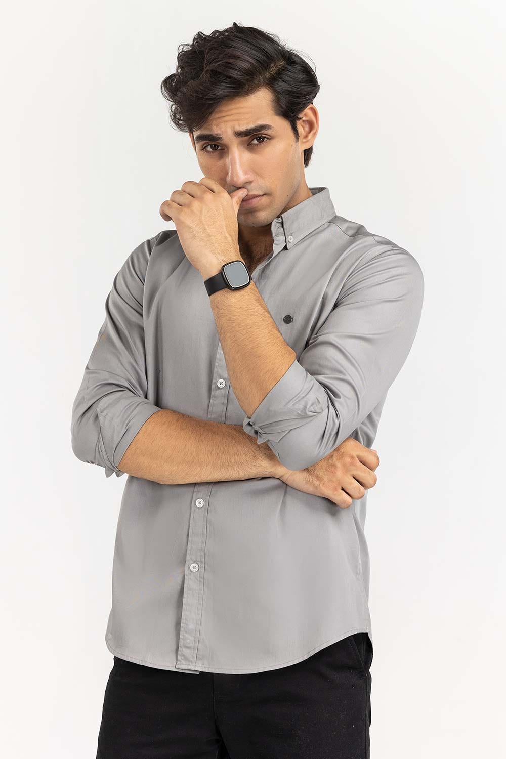 Grey Solid Casual Shirt CS-PD22-012