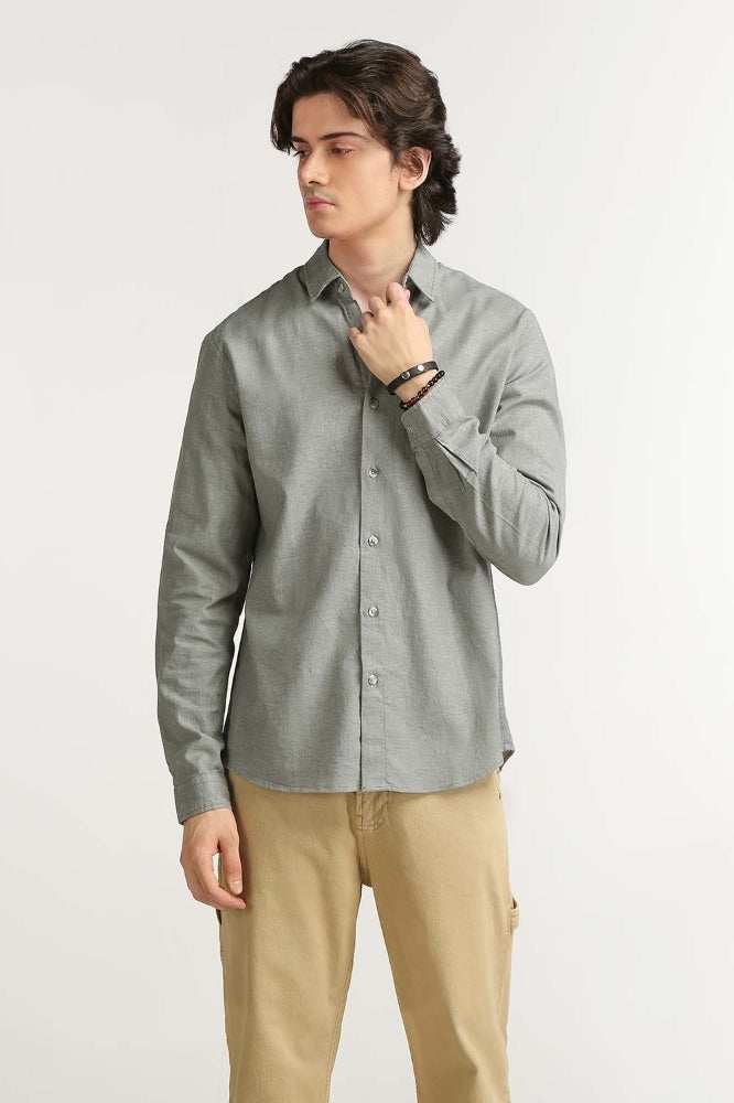Grey Solid Casual Shirt MN-CS-YD23-016B