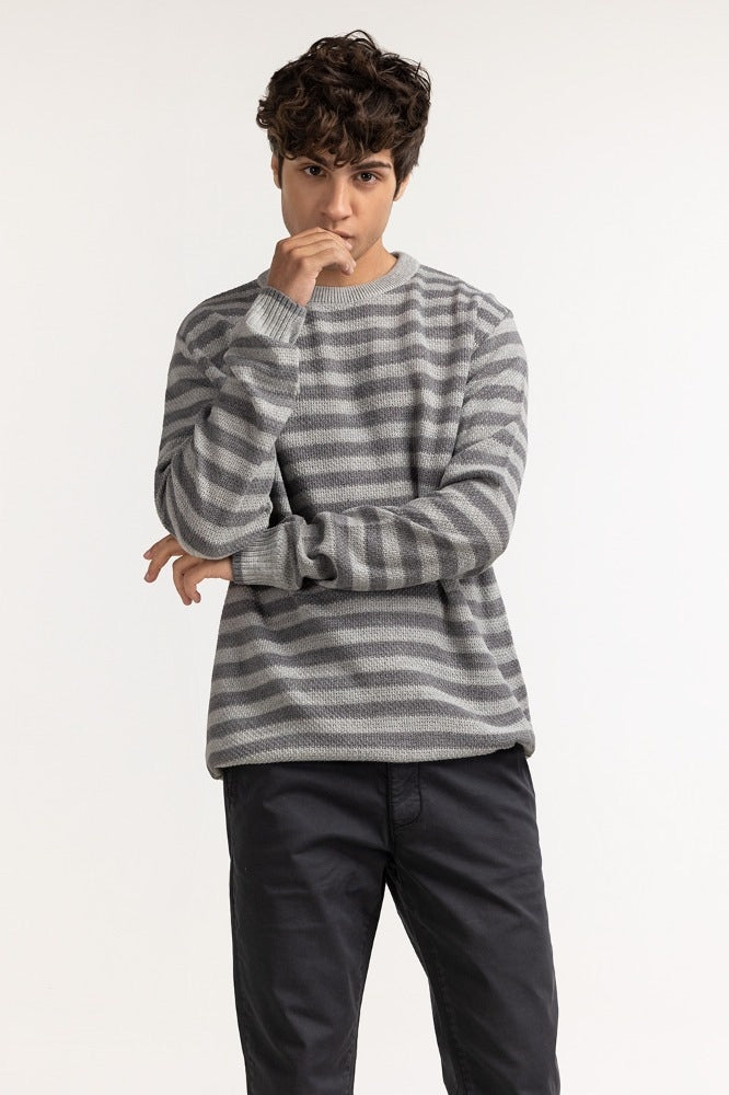 Grey striped Basic Sweater MN-SWT-WS23-024