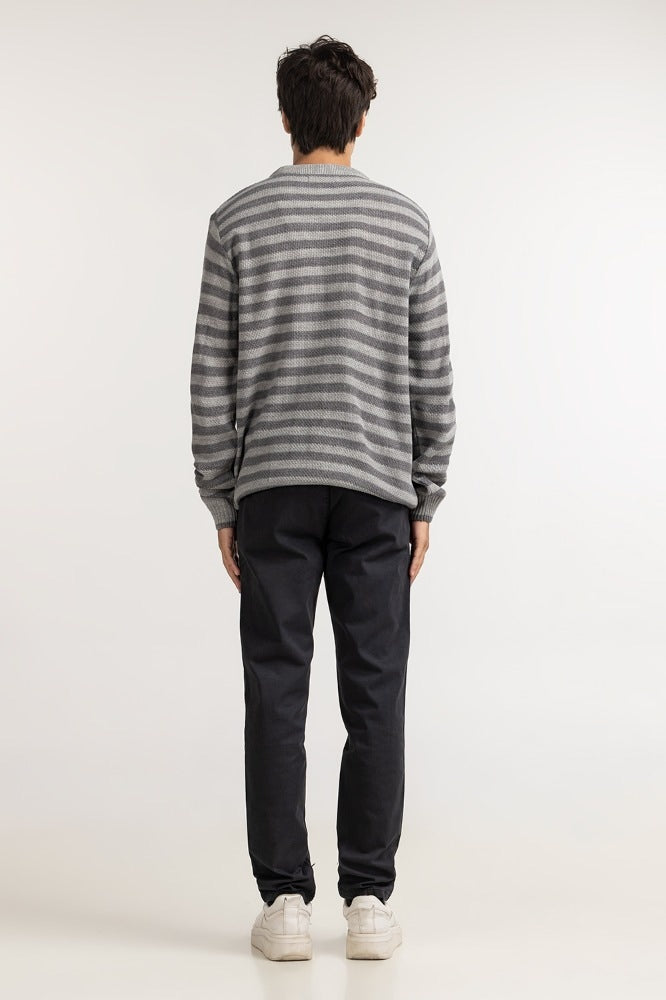 Grey striped Basic Sweater MN-SWT-WS23-024