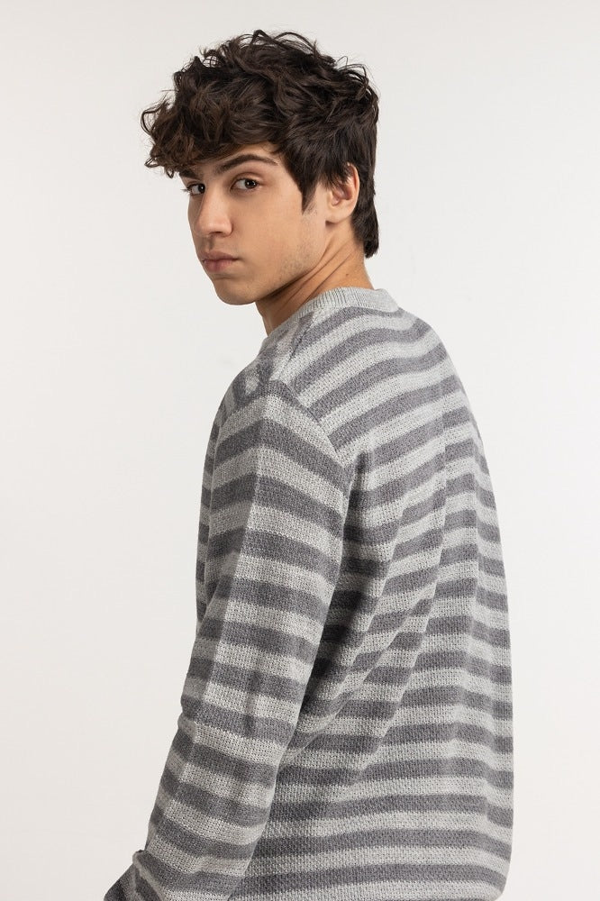 Grey striped Basic Sweater MN-SWT-WS23-024