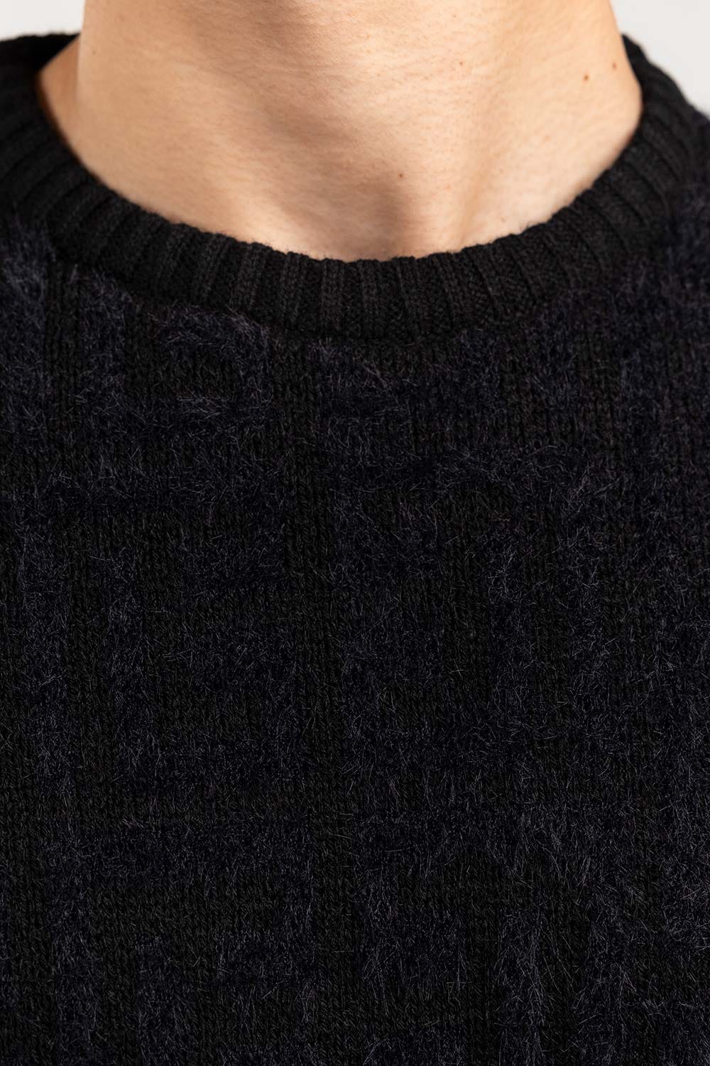 Grey Textured Crew Neck Sweater SWT-FFSCN22-207