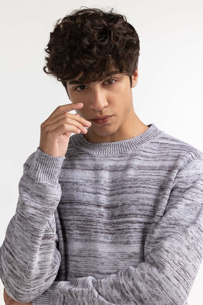 Grey Textured Fashion Sweater MN-SWT-WS23-083