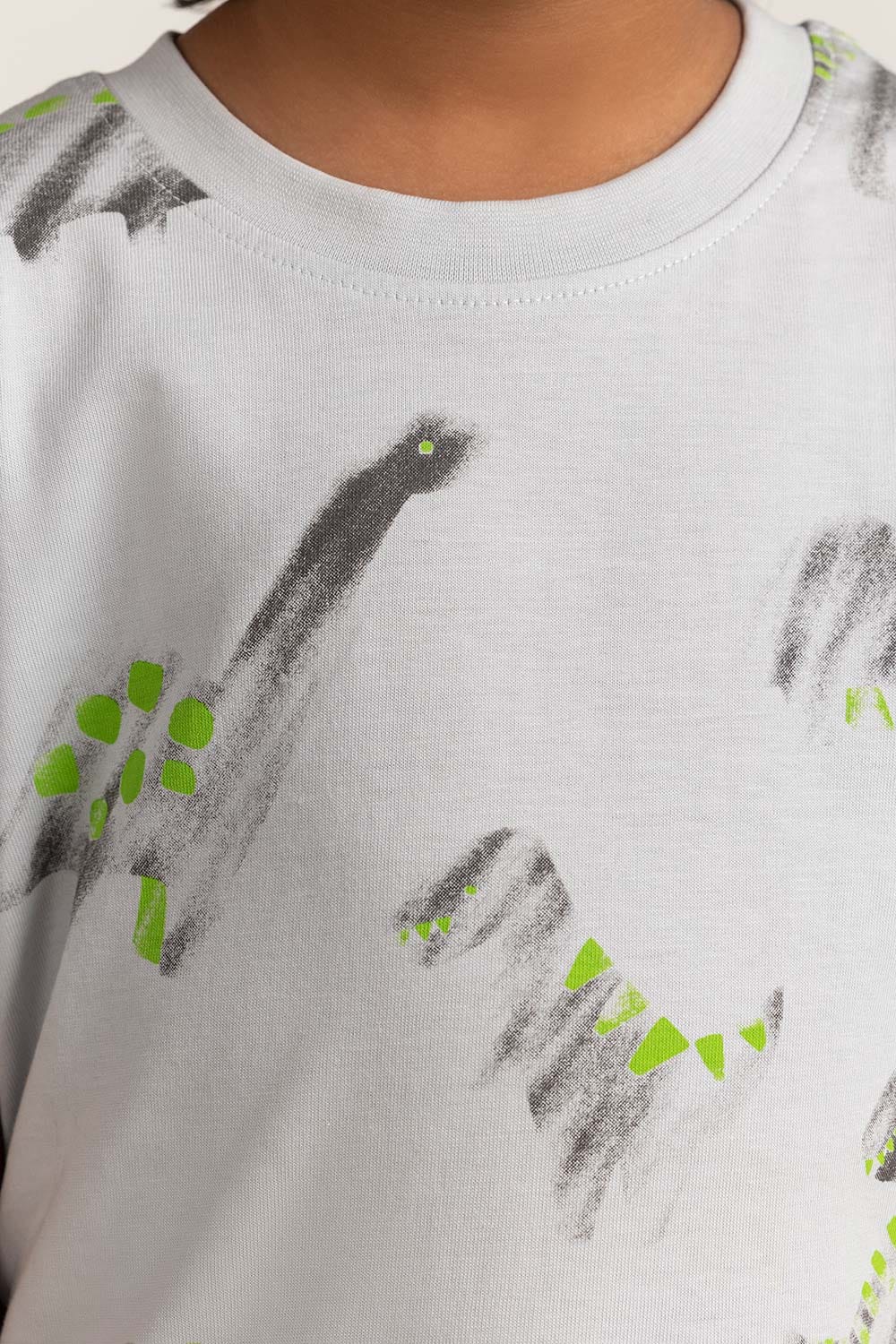 Grey Toddler Boy Knit Printed Tee TB-TS-SS24-044