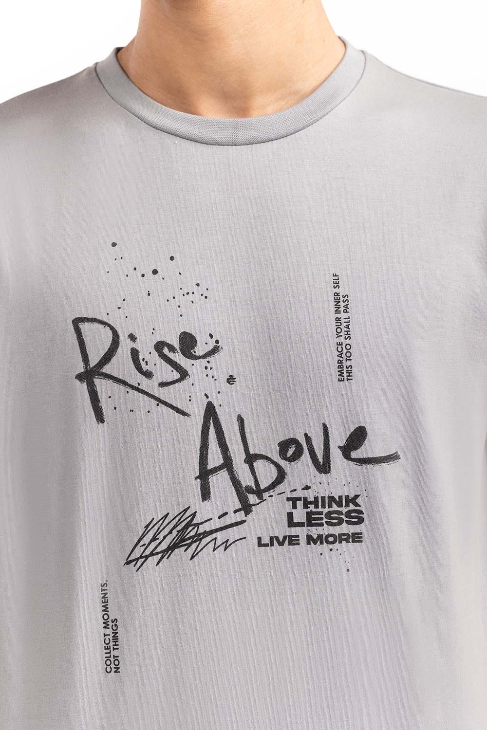 Grey Typo Print T-Shirt 224-113-016