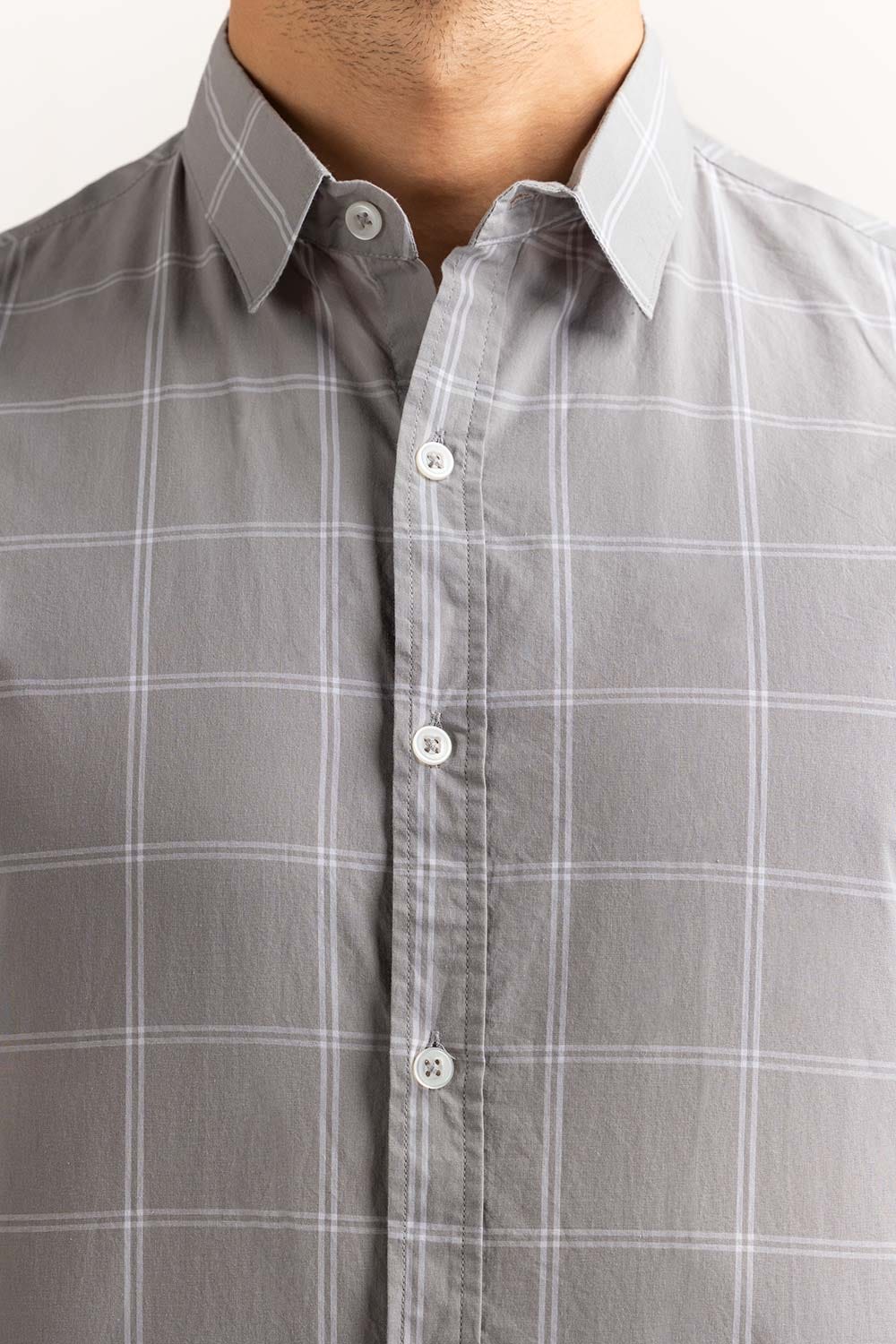 Grey White Checkered Casual Shirts MN-CS-YD23-024