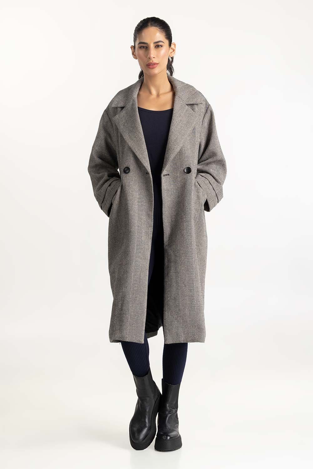Tweed Long Coat 224-210-024