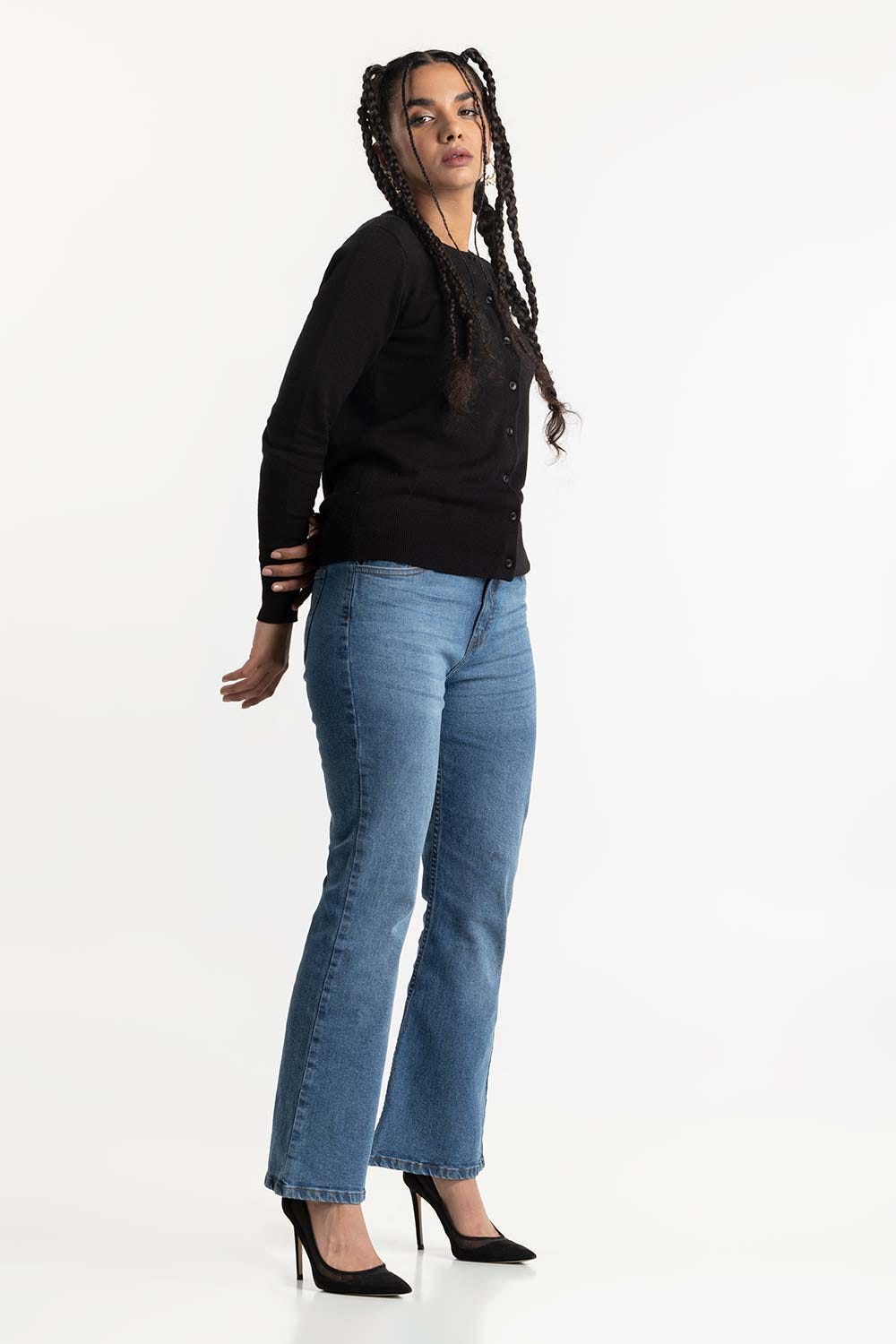 Black Button Down Cardigan 224-211-070