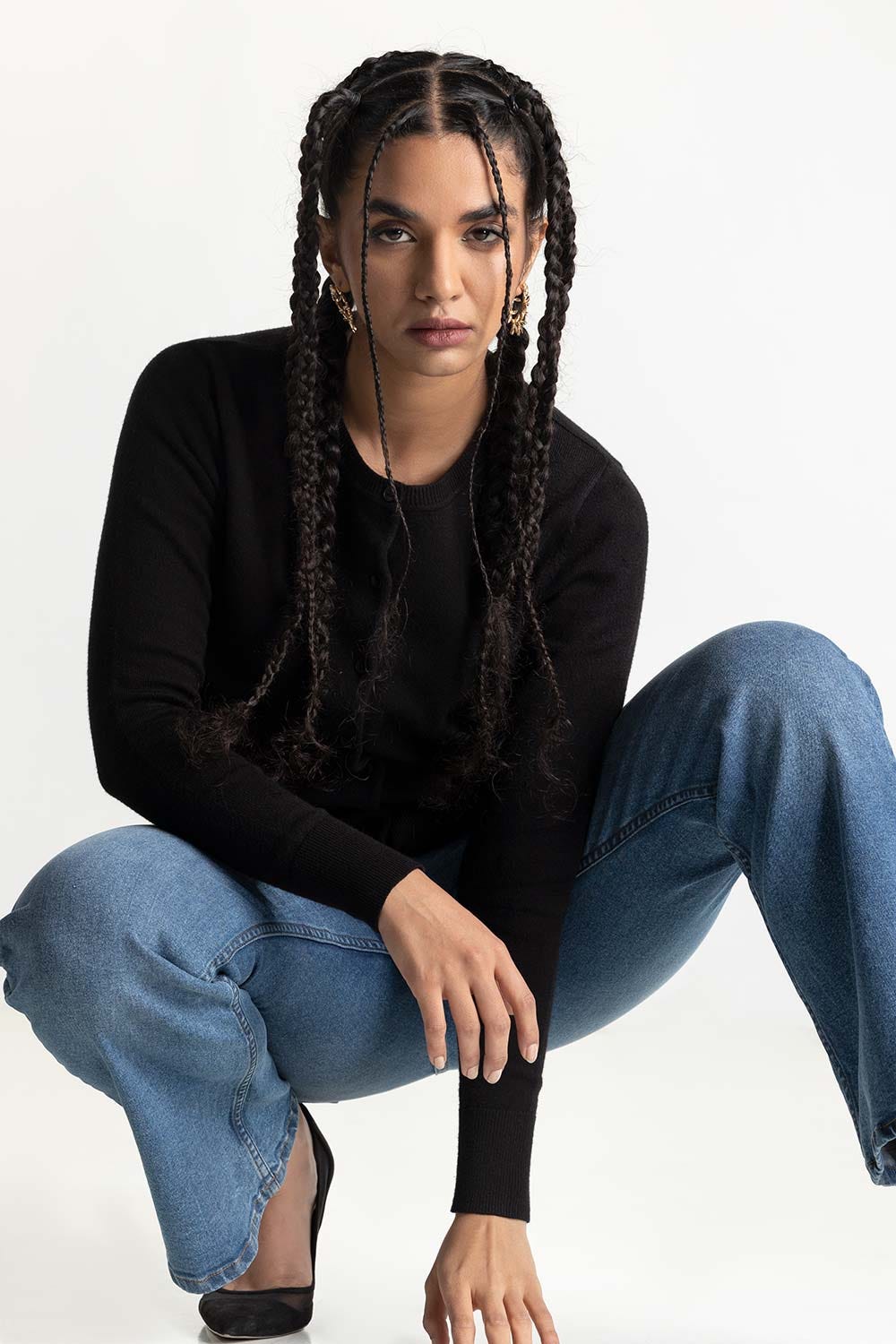 Black Button Down Cardigan 224-211-070