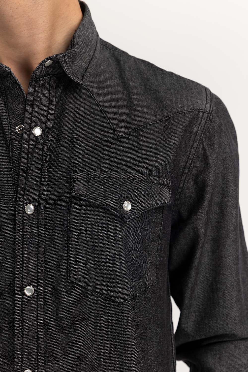 Grey Yarn Dyed Casual Shirt M-DNM-S-021 CS