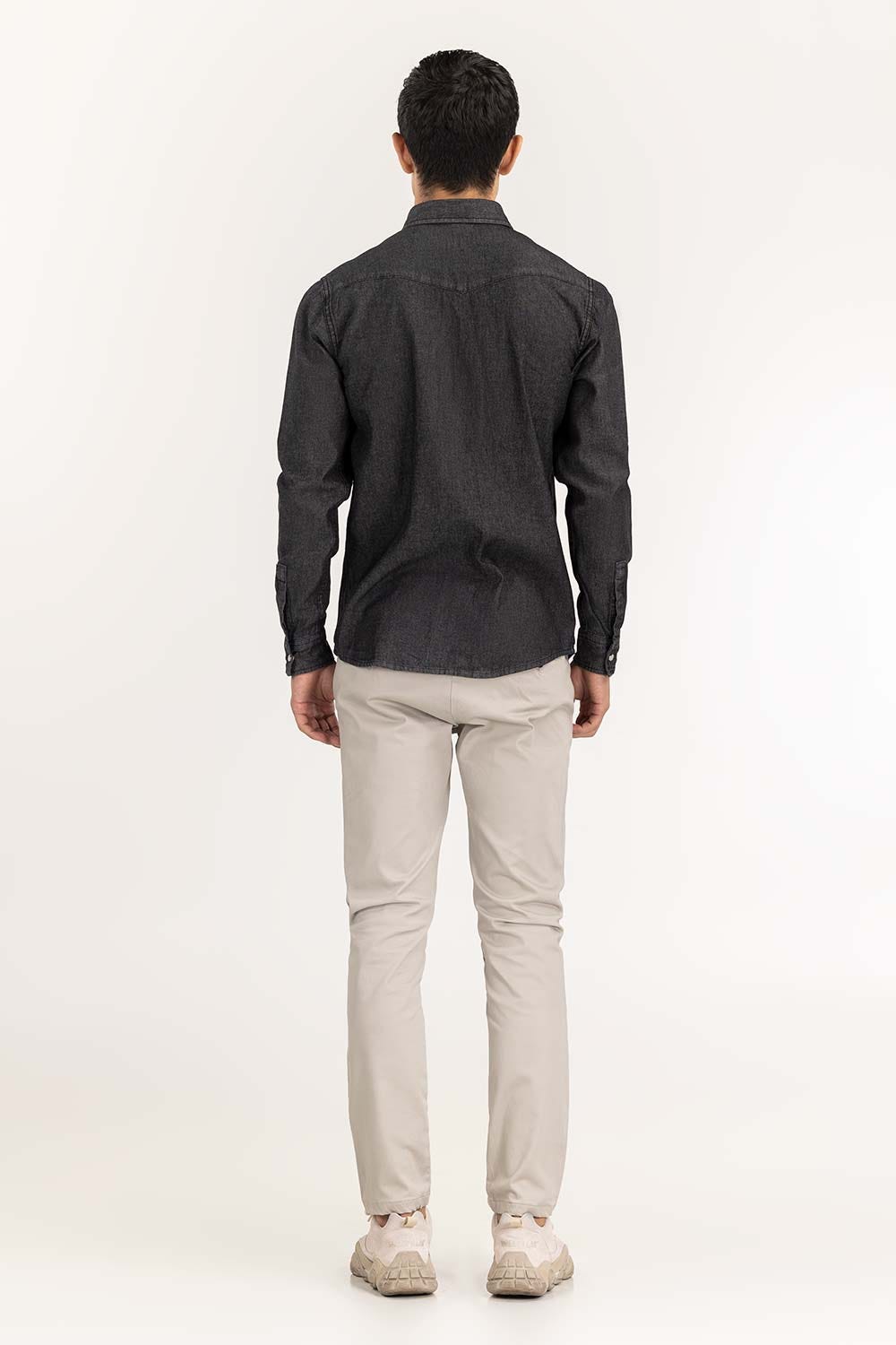 Grey Yarn Dyed Casual Shirt M-DNM-S-021 CS