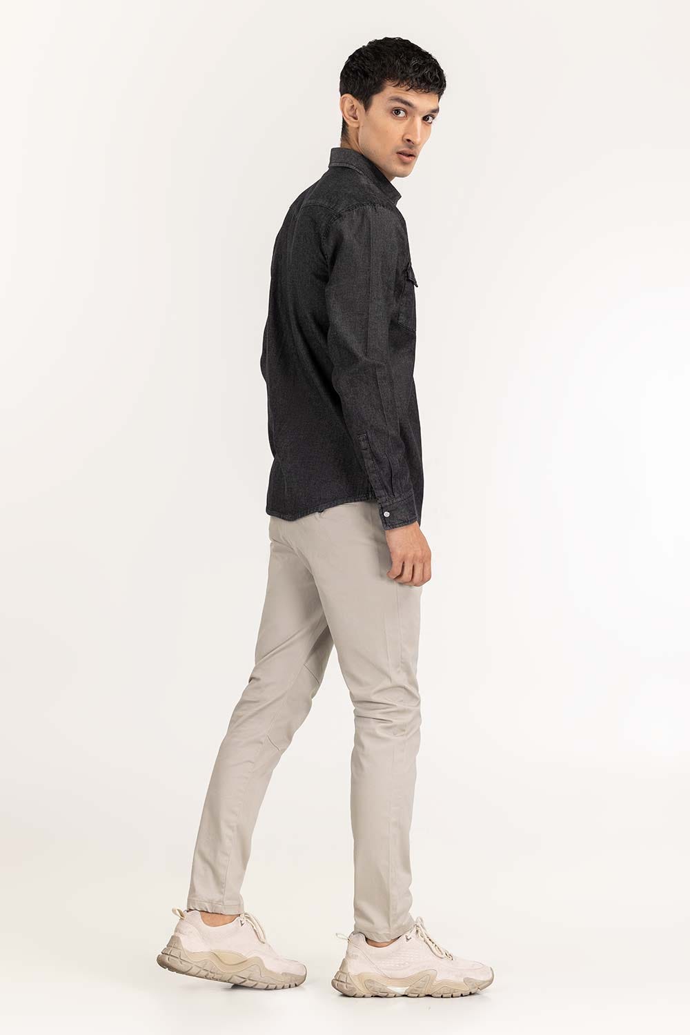 Grey Yarn Dyed Casual Shirt M-DNM-S-021 CS