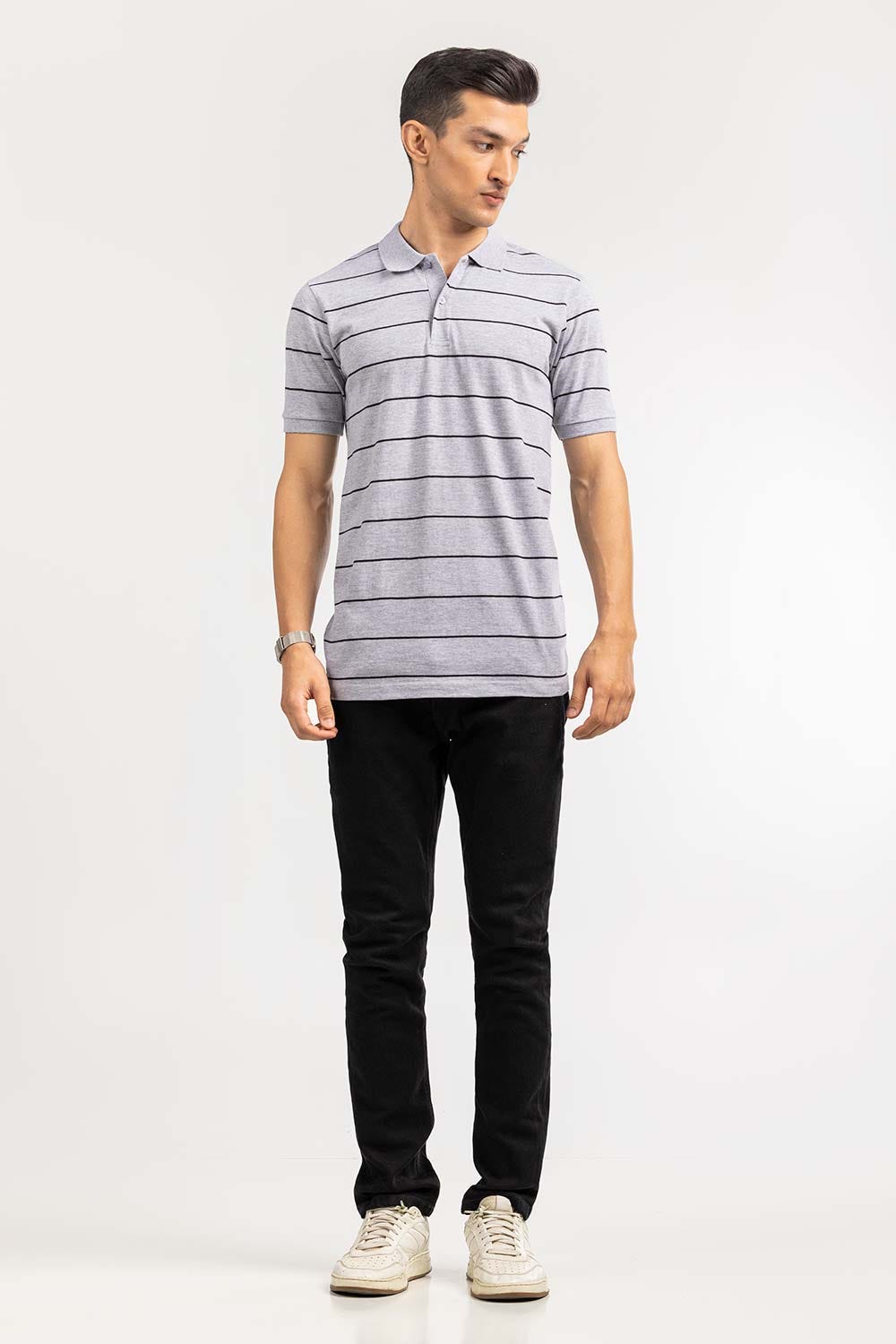 Grey Yarn Dyed Polo SJP-YD-D085