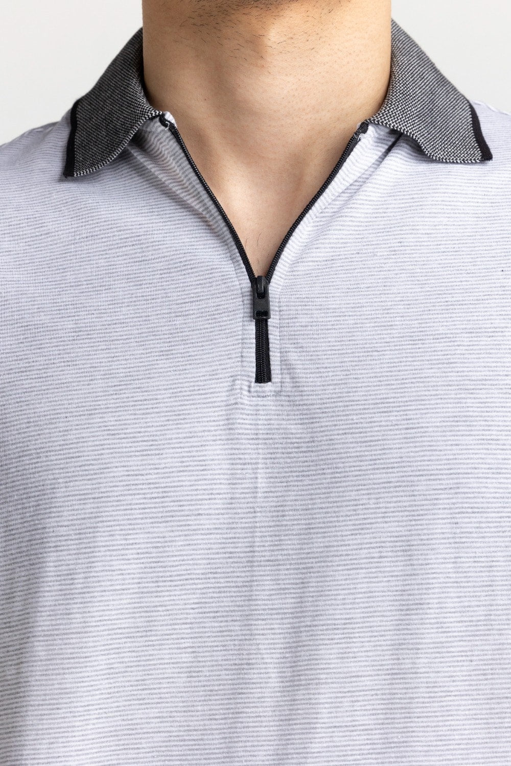 Grey Zip Polo PS-FSHN24-114