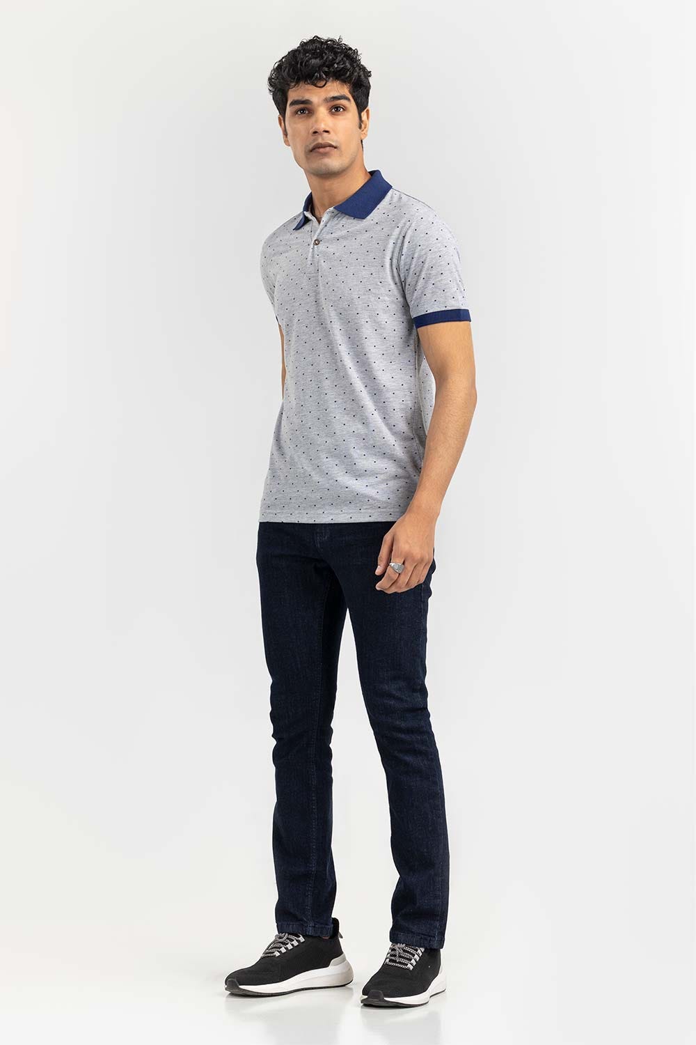 Heather Grey Fashion Printed Polo PS-FPK22-005