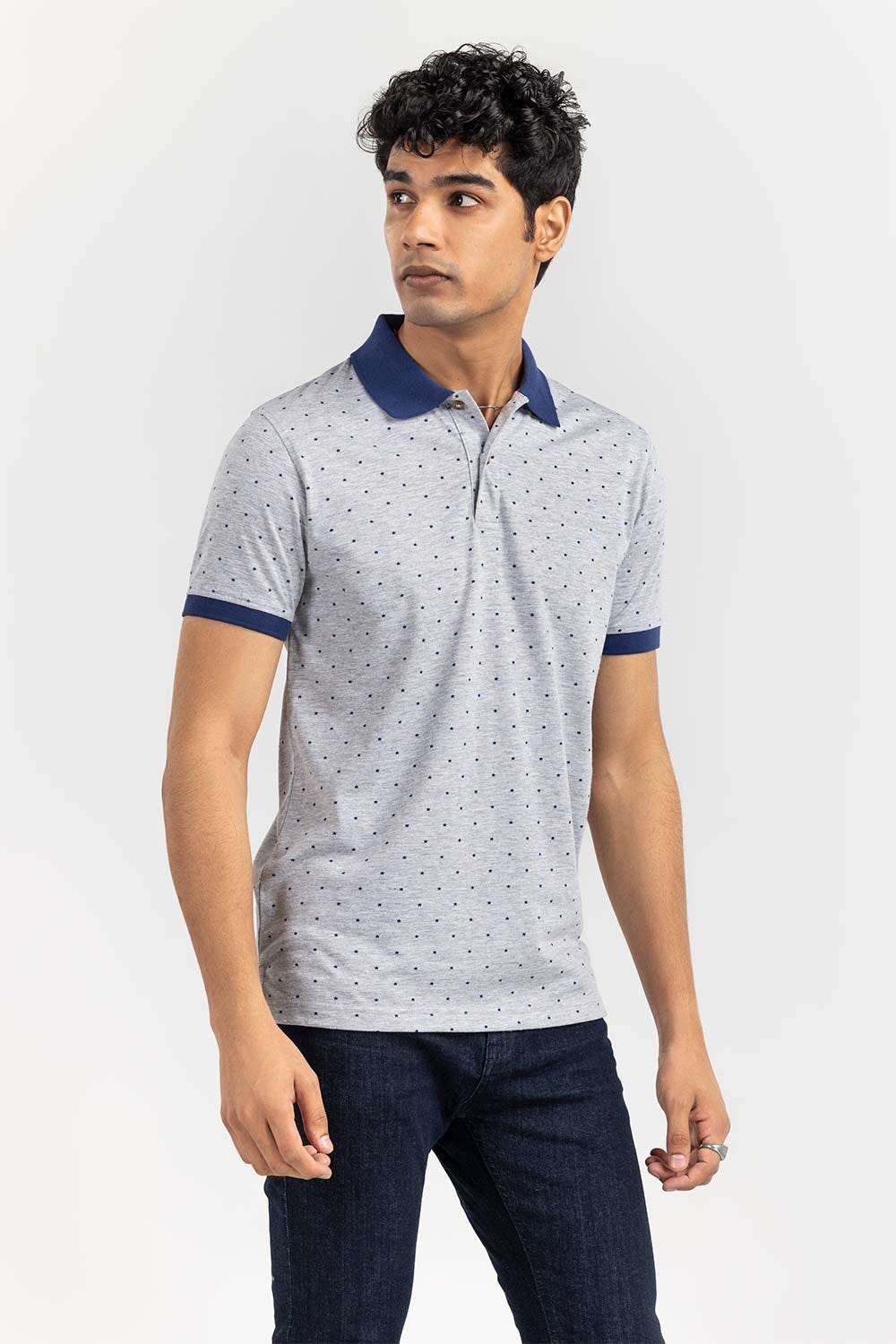 Heather Grey Fashion Printed Polo PS-FPK22-005