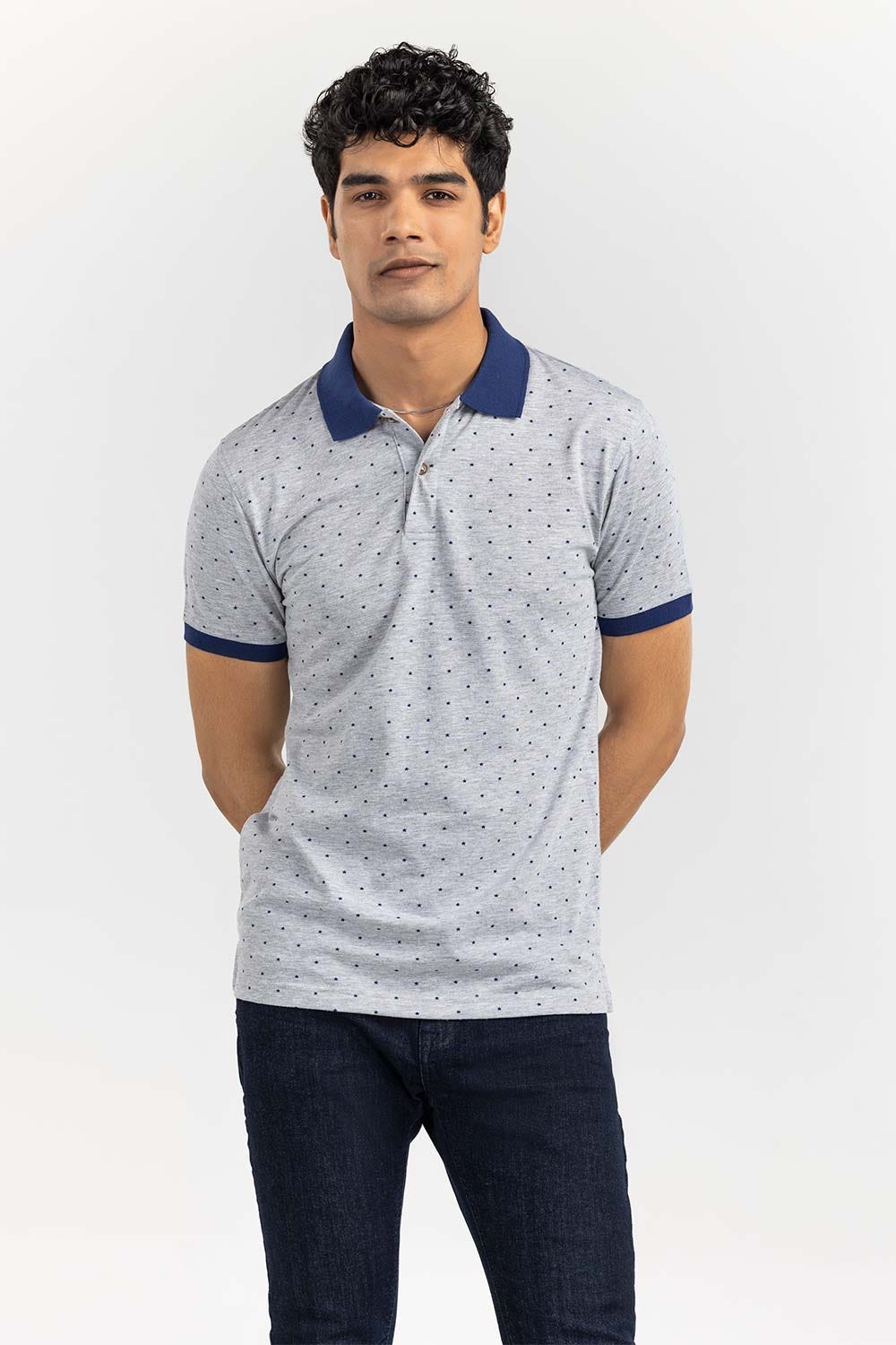 Heather Grey Fashion Printed Polo PS-FPK22-005