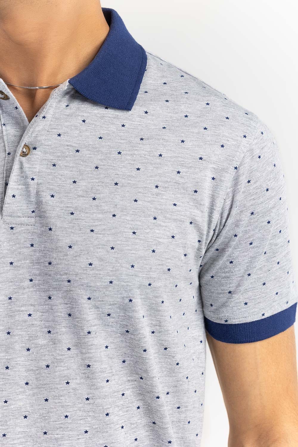 Heather Grey Fashion Printed Polo PS-FPK22-005