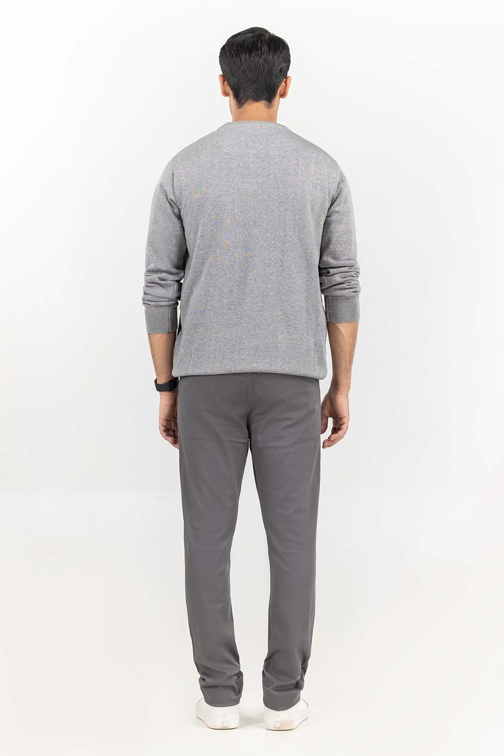 Heather Grey Basic Crew Neck Sweater SWT-BFSCN-22-001