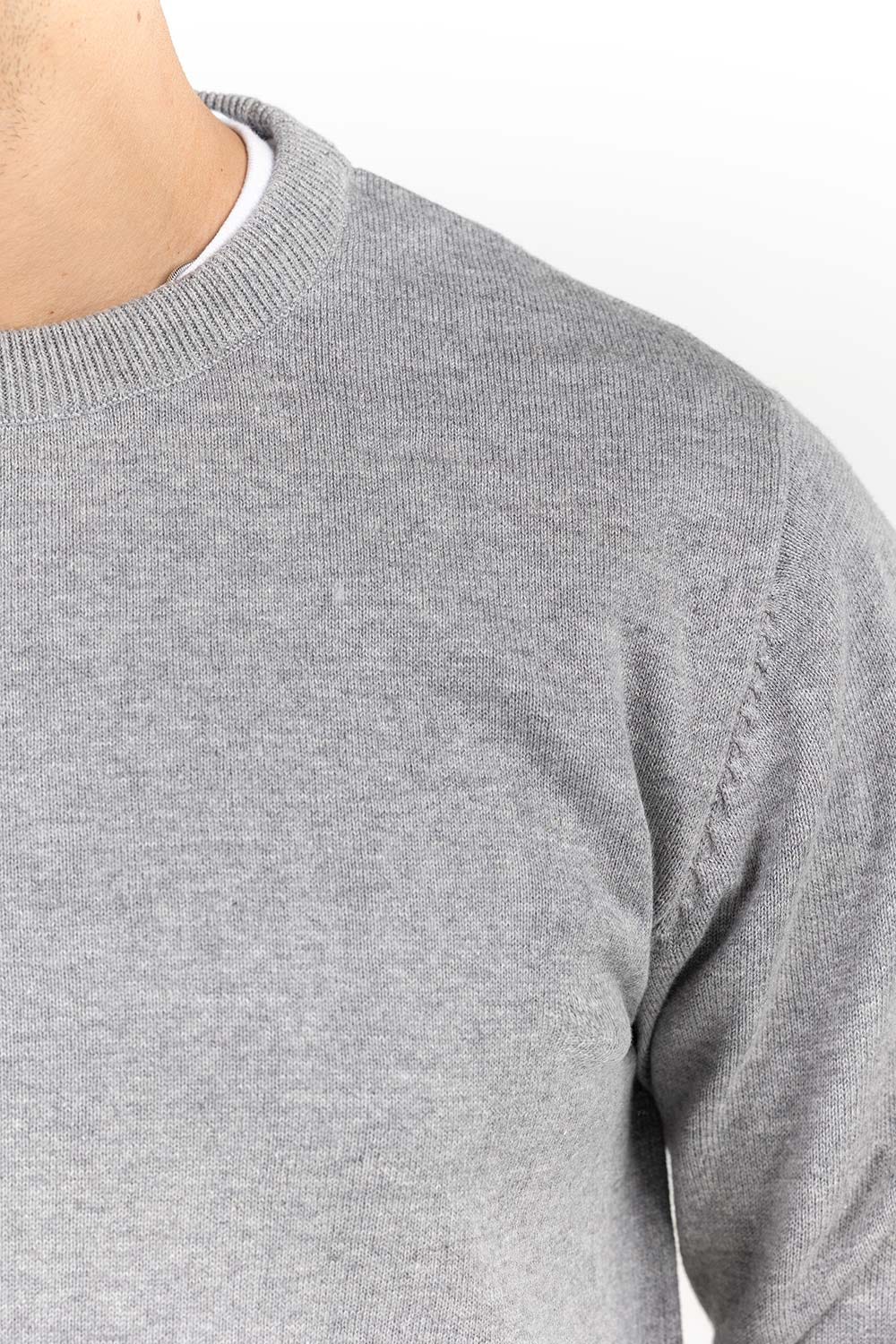 Heather Grey Basic Crew Neck Sweater SWT-BFSCN-22-001