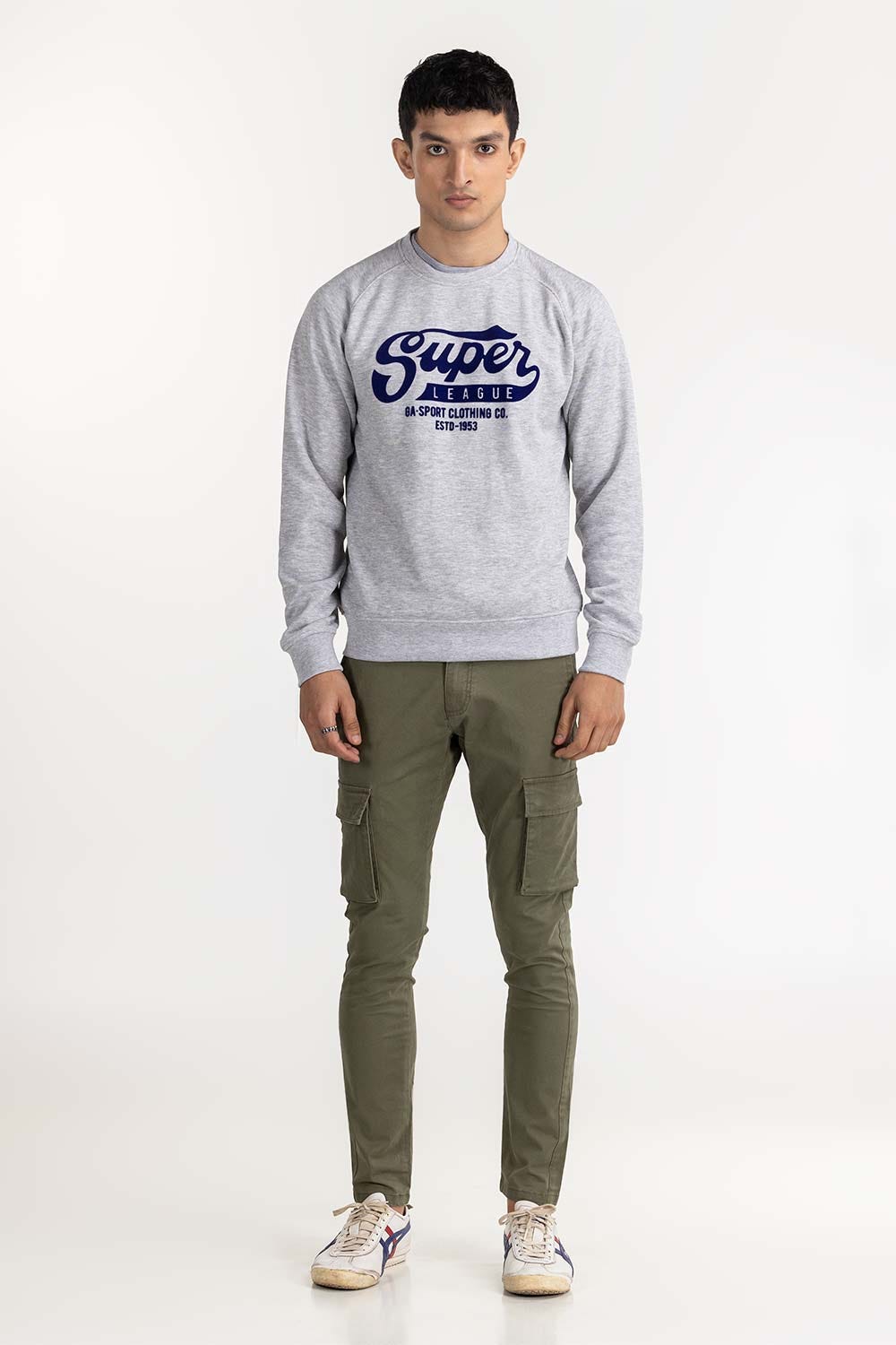 Heather Grey Basic Mock Neck Sweat Shirt SWS-F22-023