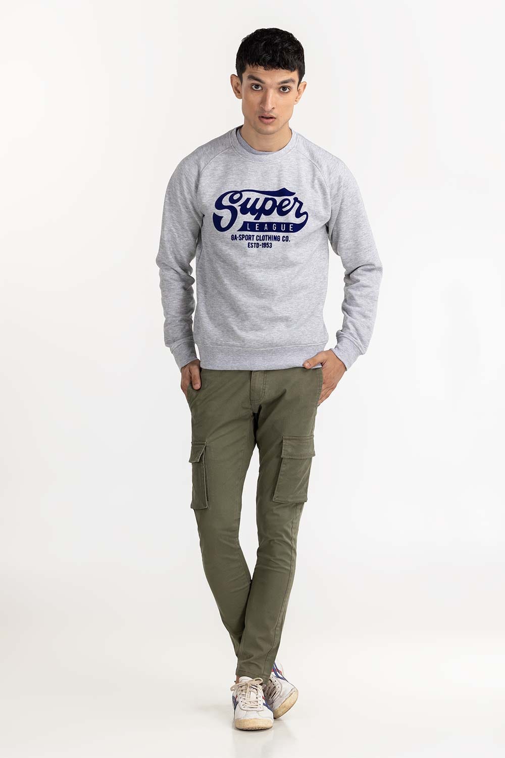 Heather Grey Basic Mock Neck Sweat Shirt SWS-F22-023