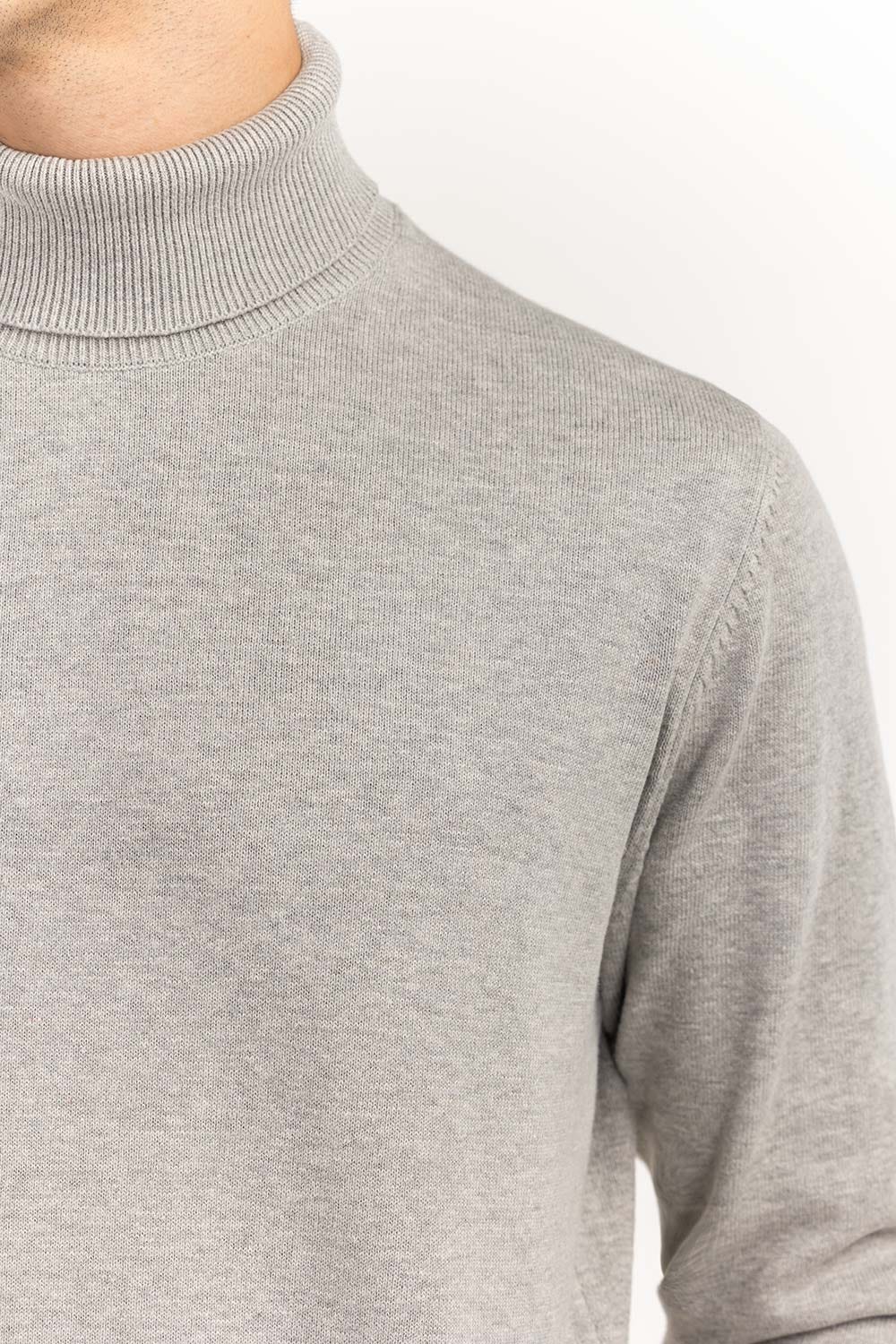 Heather Grey Basic Turtleneck Sweater SWT-BFSTN-22-004
