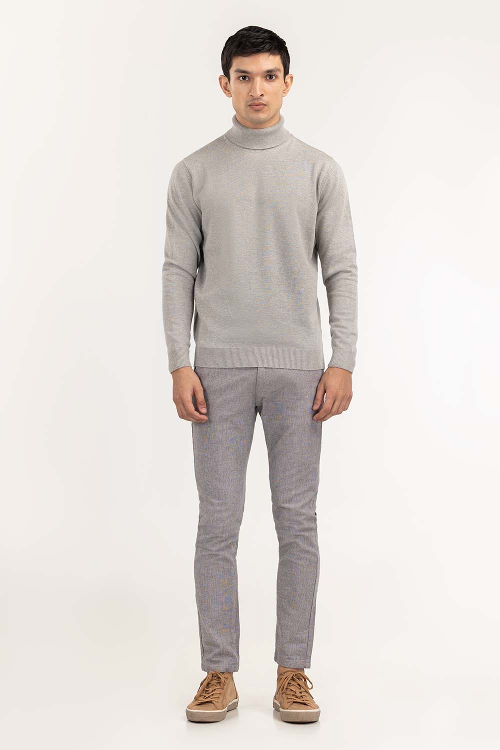 Heather Grey Basic Turtleneck Sweater SWT-BFSTN-22-004