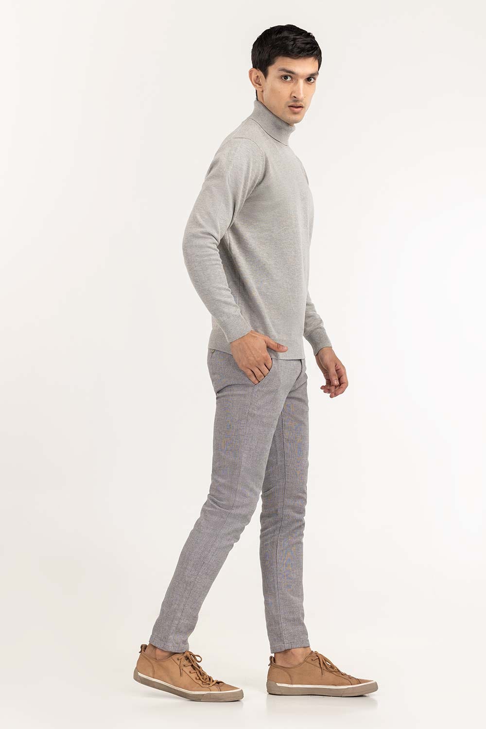 Heather Grey Basic Turtleneck Sweater SWT-BFSTN-22-004