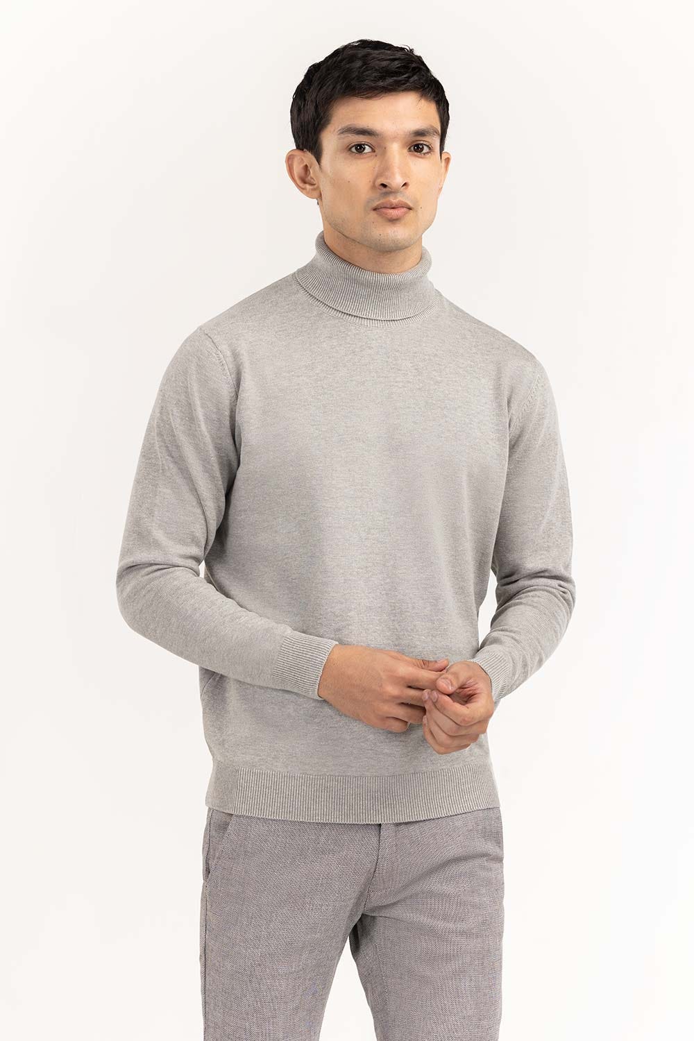 Heather Grey Basic Turtleneck Sweater SWT-BFSTN-22-004