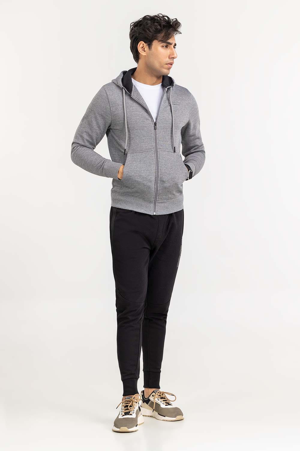 Heather Grey Basic Zipper Hoodie JKT-KNTHZ22-006