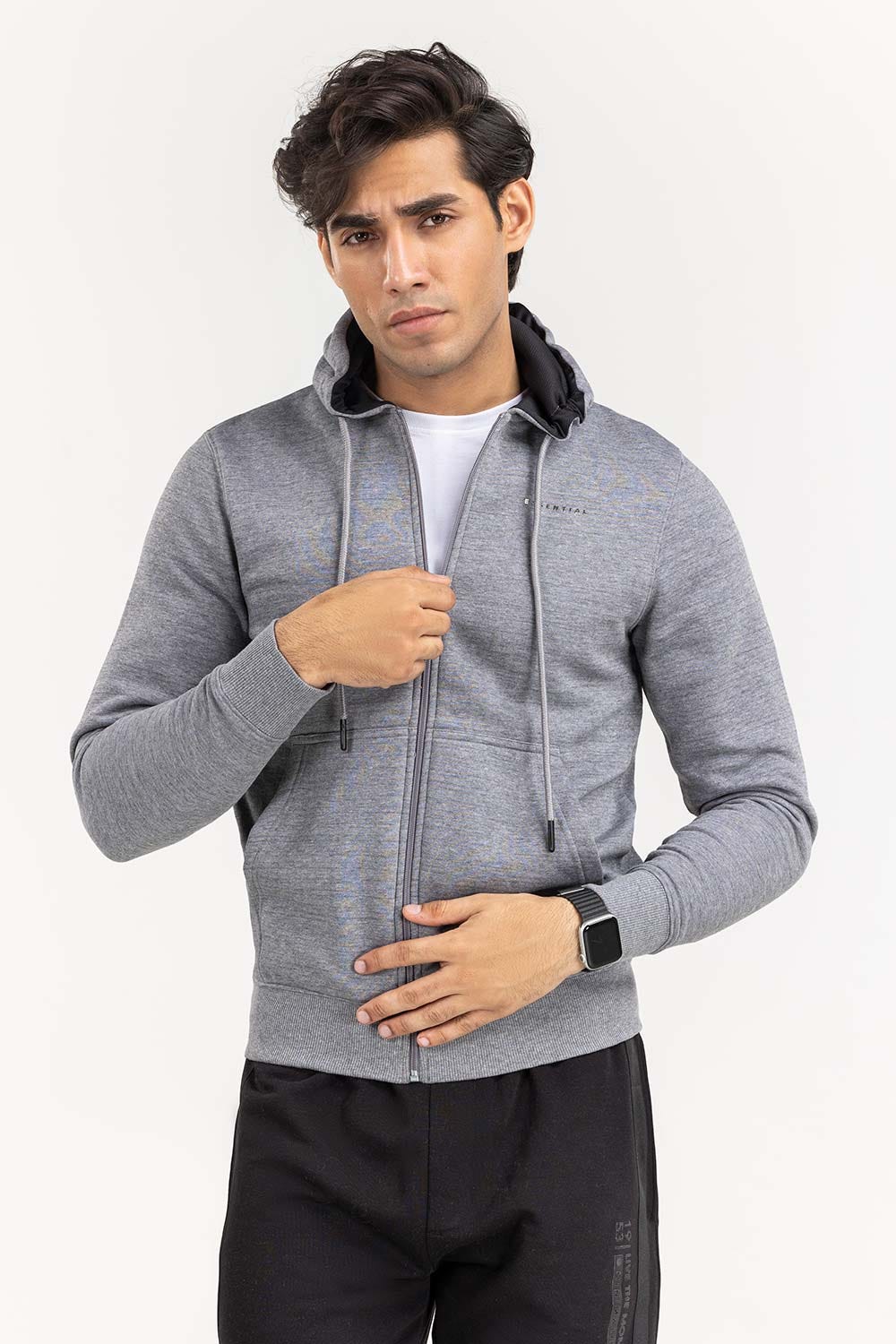 Heather Grey Basic Zipper Hoodie JKT-KNTHZ22-006