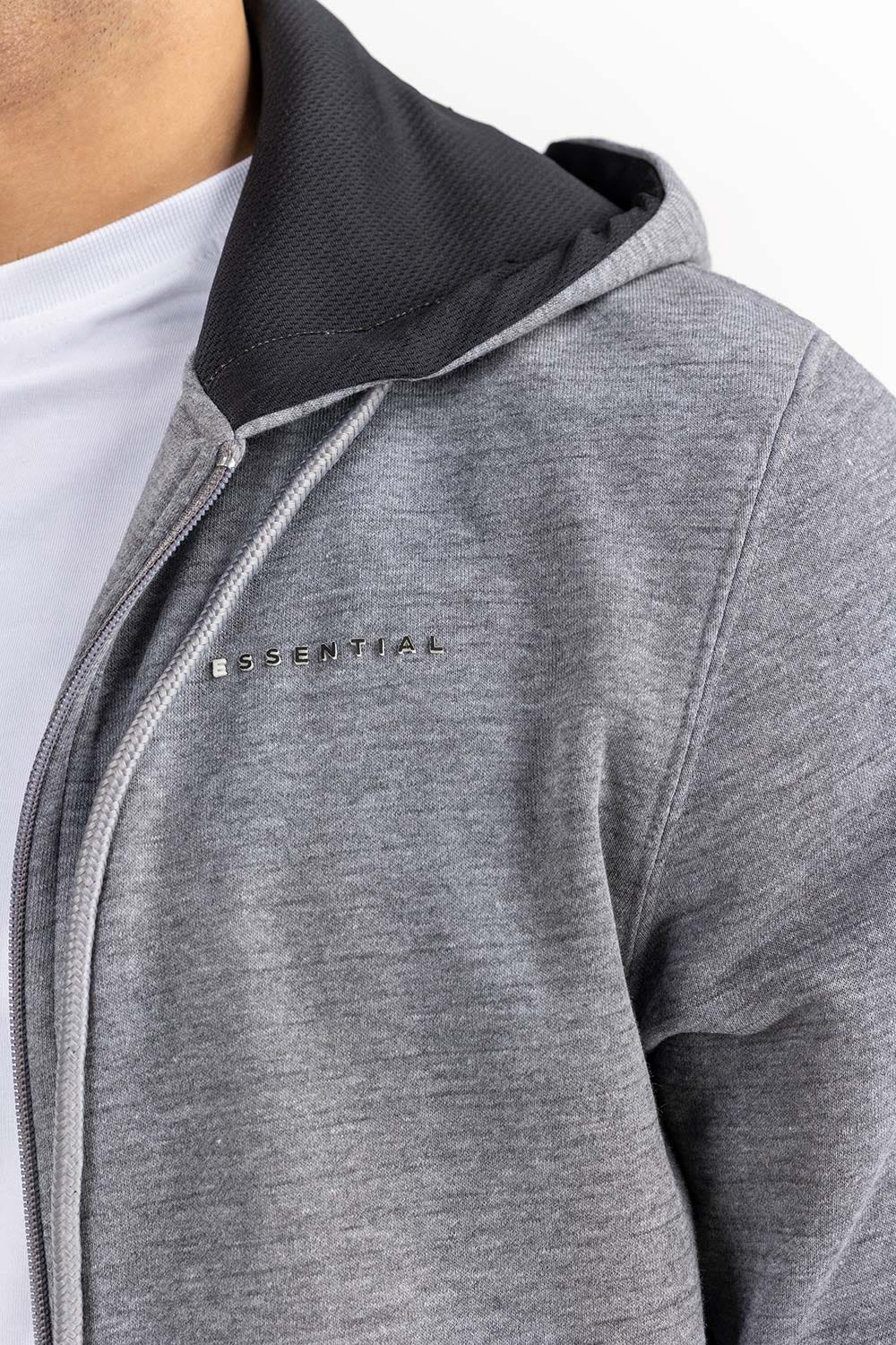 Heather Grey Basic Zipper Hoodie JKT-KNTHZ22-006