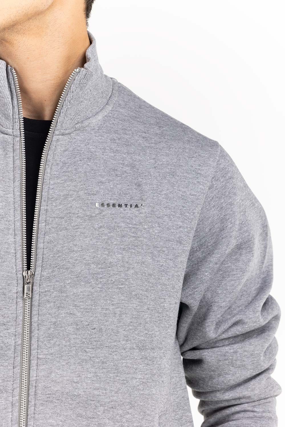 Heather Grey Basic Zipper JKT-KNTMNZ22-051