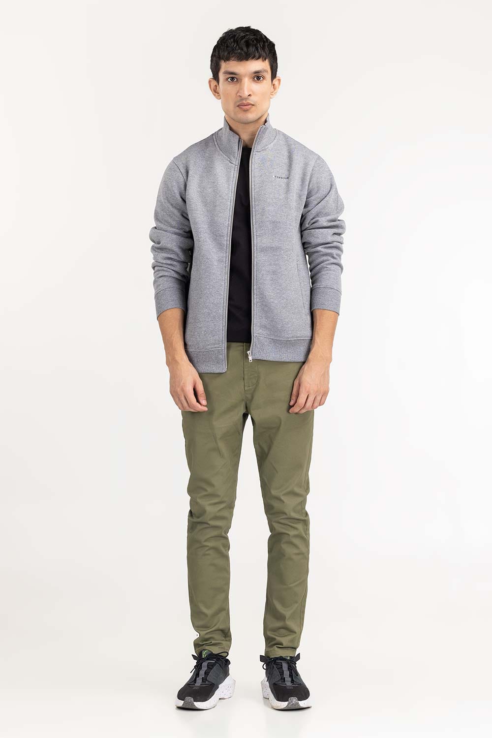 Heather Grey Basic Zipper JKT-KNTMNZ22-051