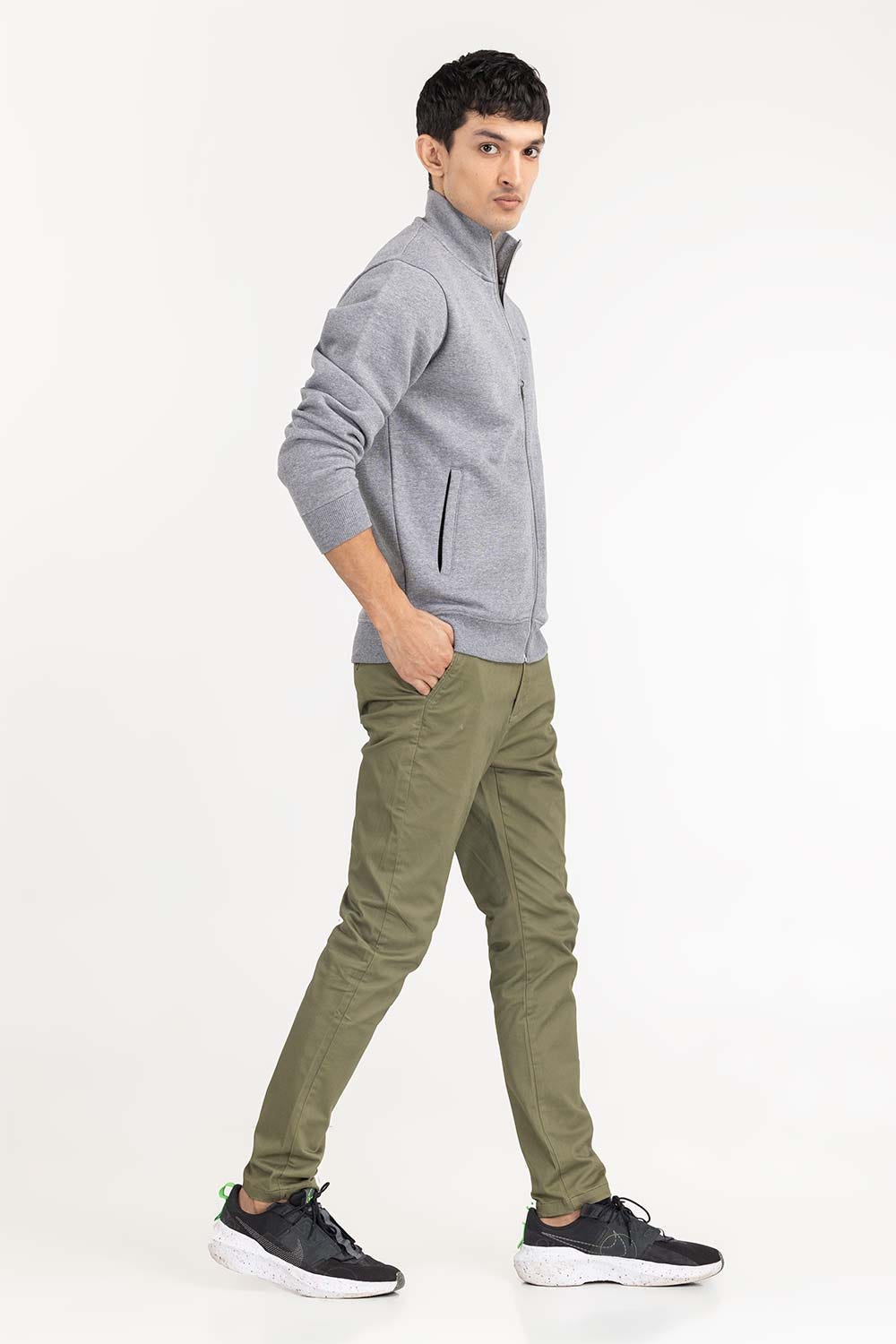 Heather Grey Basic Zipper JKT-KNTMNZ22-051