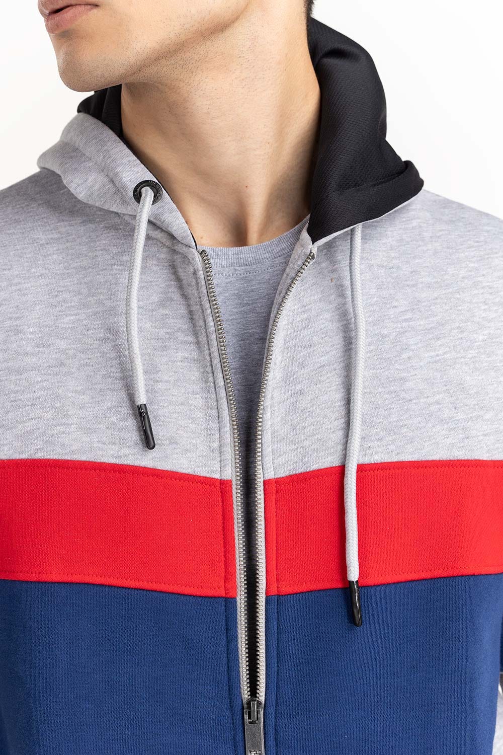 Heather Grey Color Block Zipper Hoodie JKT-KNTHZ22-010