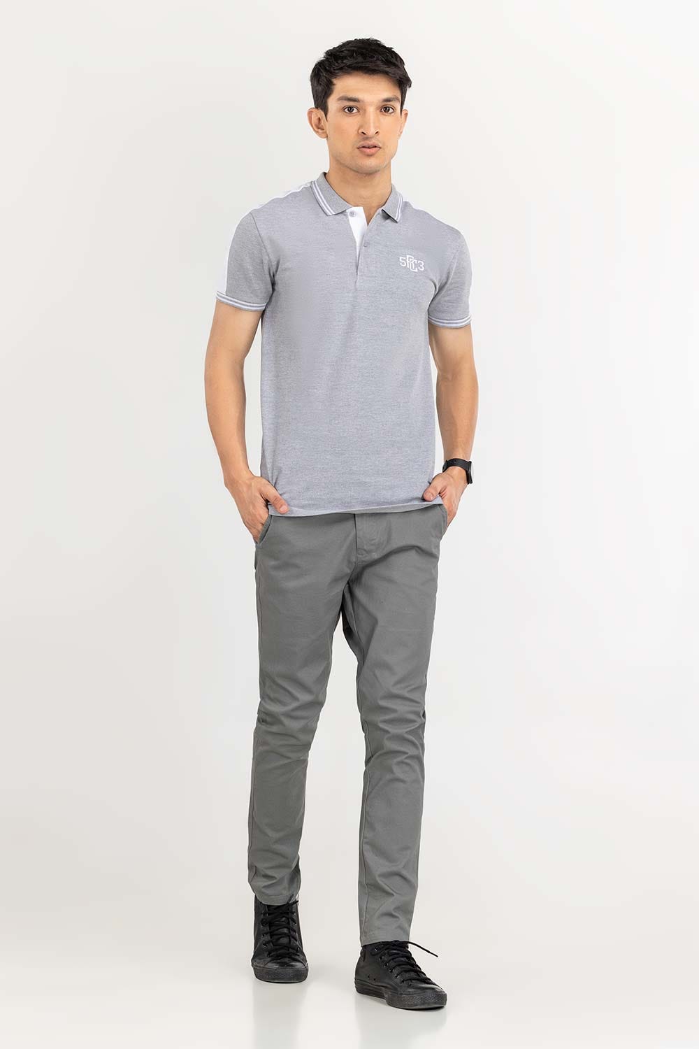 Heather Grey Fashion Polo PS-FPK22-050