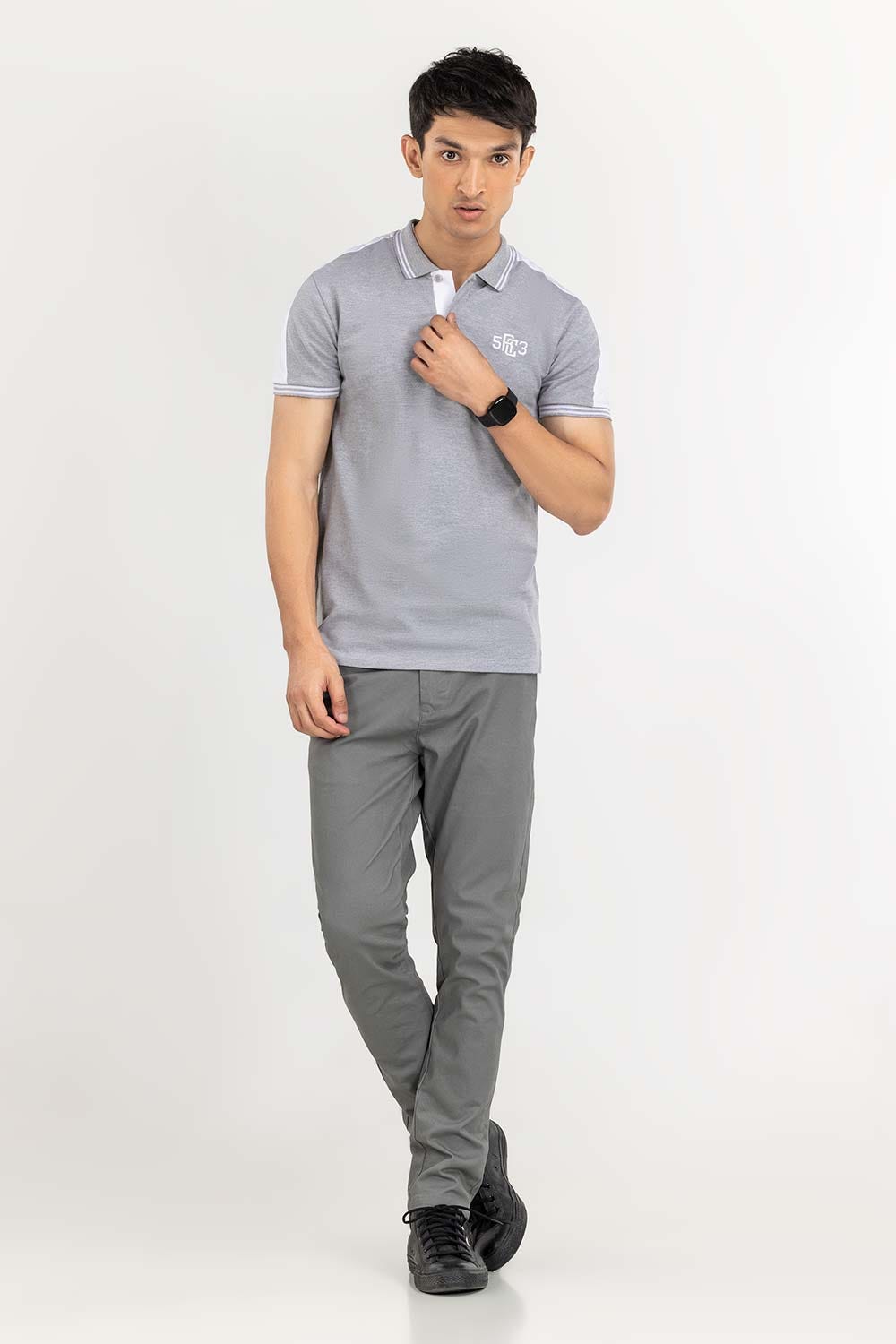 Heather Grey Fashion Polo PS-FPK22-050