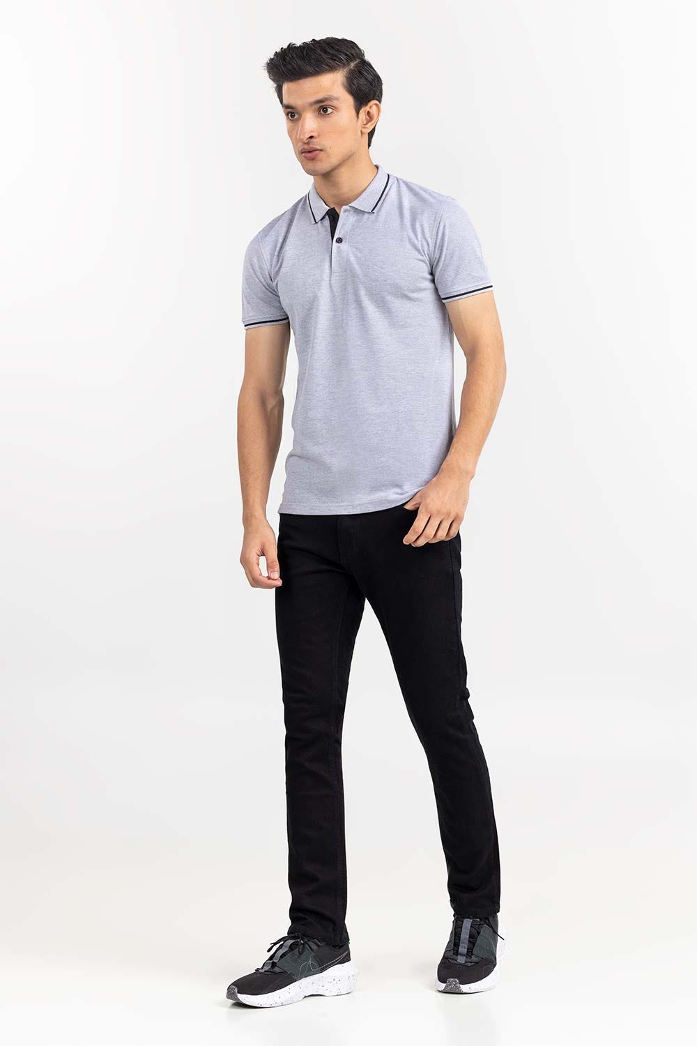 Heather Grey Fashion Polo PS-FPK22-052