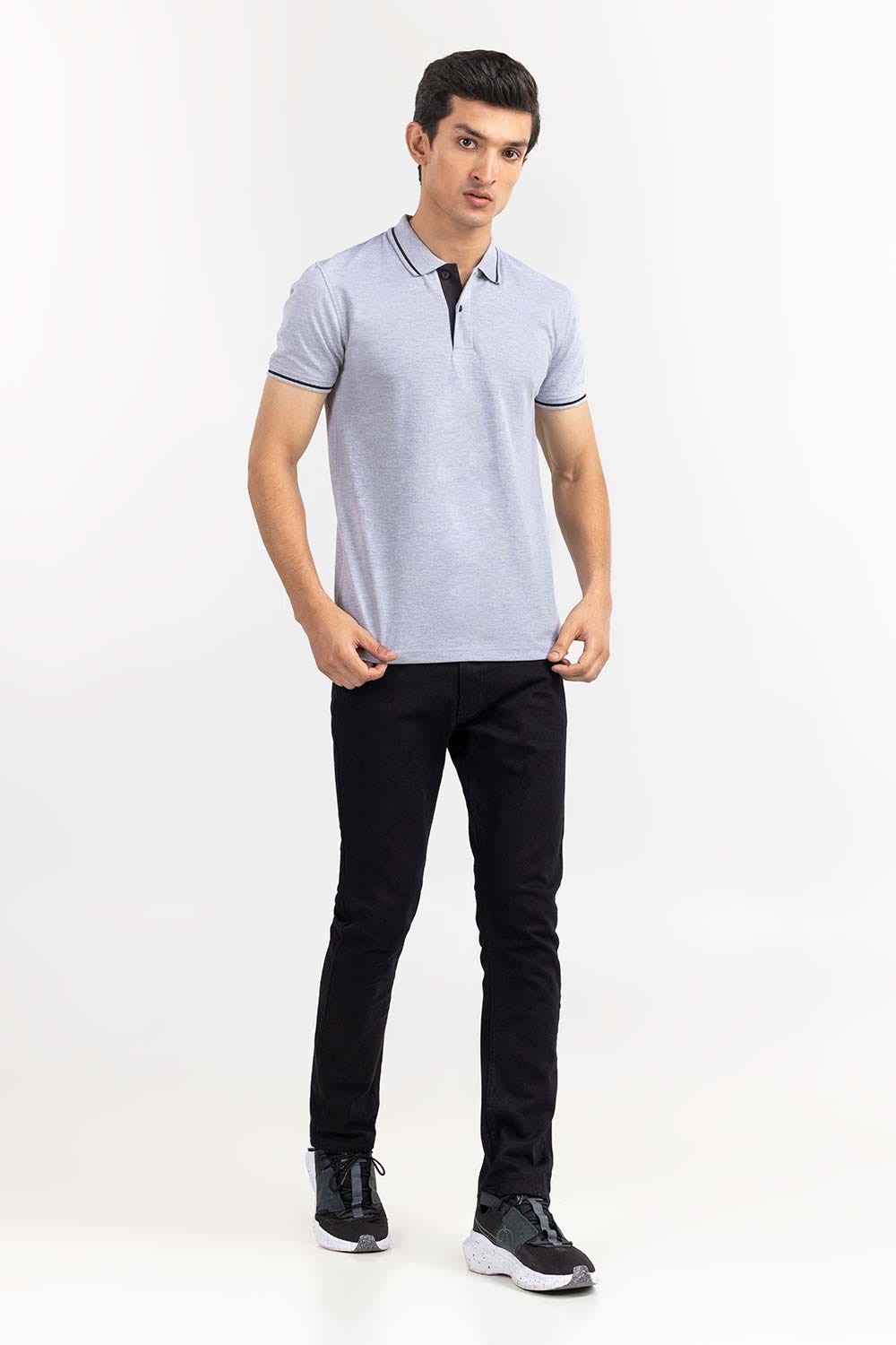 Heather Grey Fashion Polo PS-FPK22-052