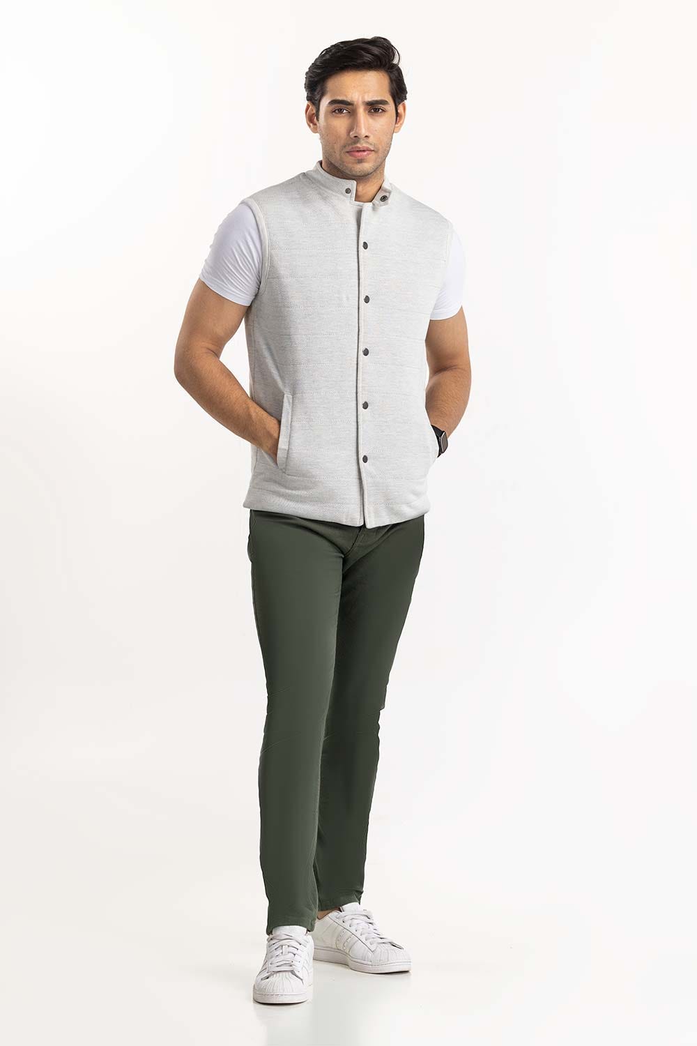 Heather Grey Knitted Gilet JKT-KNTVST22-026