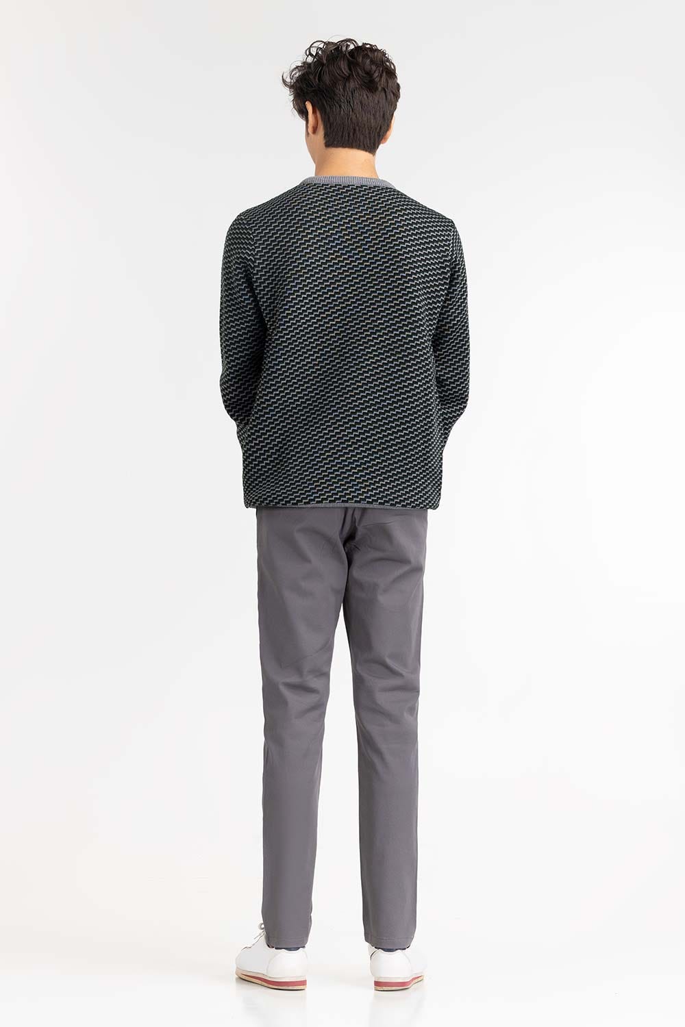 Heather Grey Pattern Crew Neck Sweater SWT-FFSCN22-106