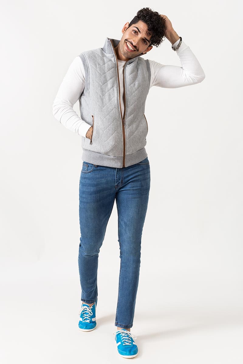 Heather Grey Zipper Vest - JKT-MNV-D19-01