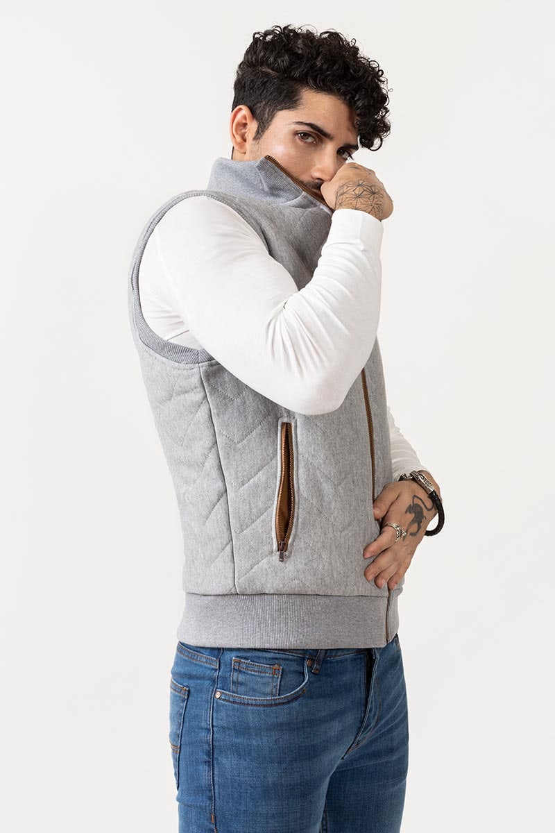 Heather Grey Zipper Vest - JKT-MNV-D19-01