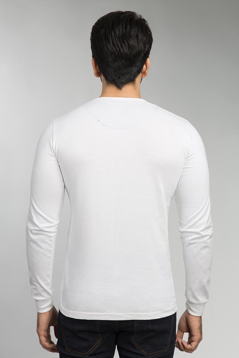 White Henley T-Shirt HEN-SIG-D09