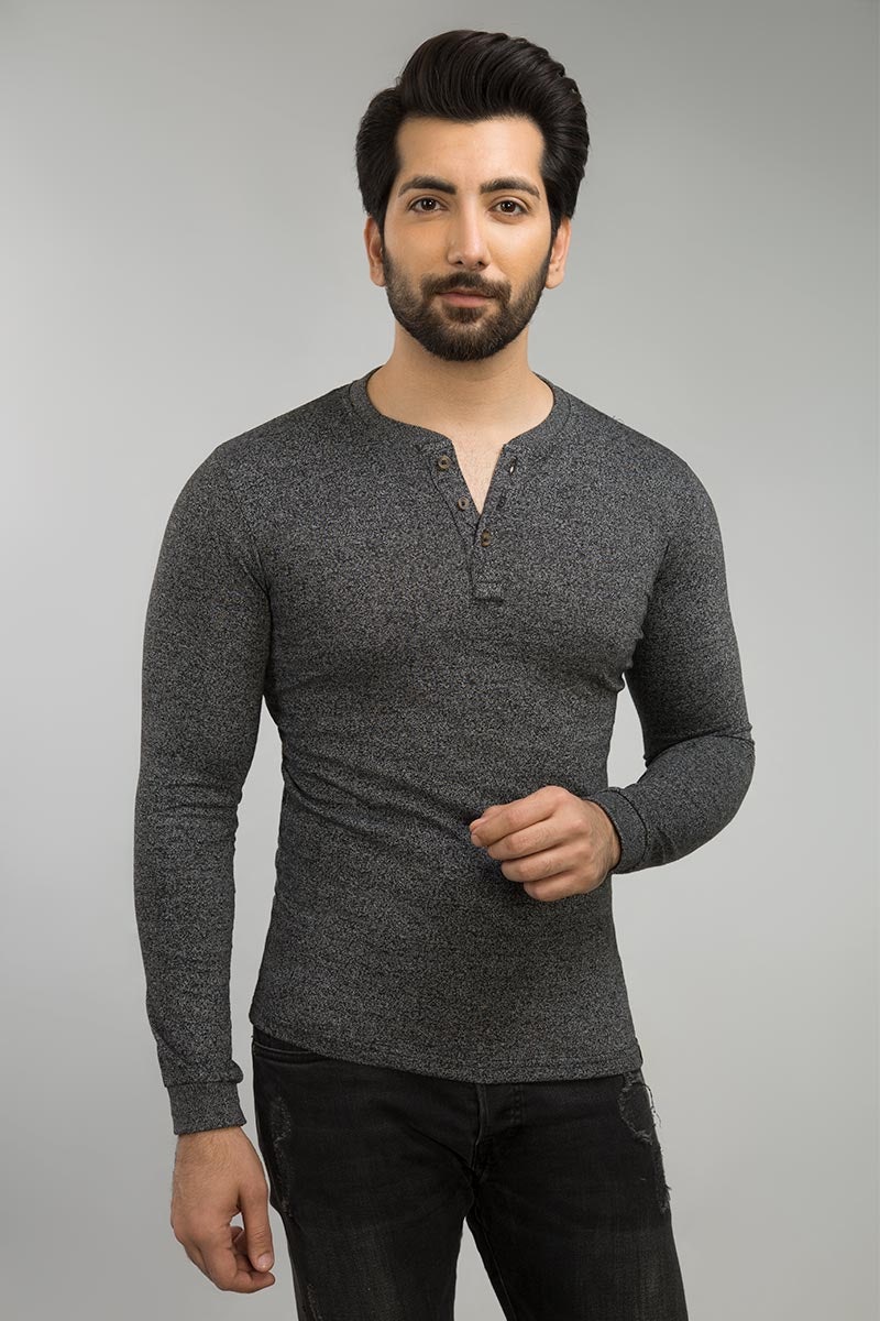 Charcoal Henley T-Shirt HEN-SIG-D12