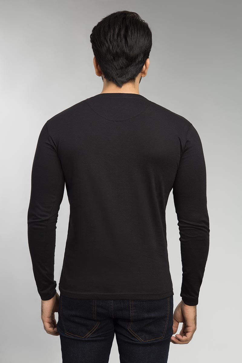 Black Henley T-Shirt HEN-SIG-D14