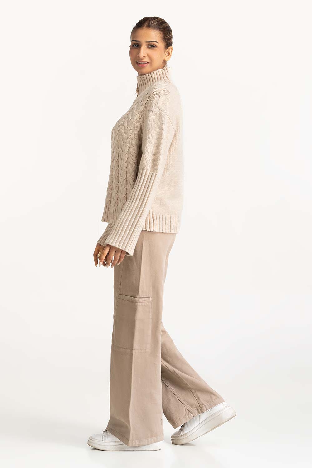 High Neck Cable Sweater WM-SWT-WS24-073