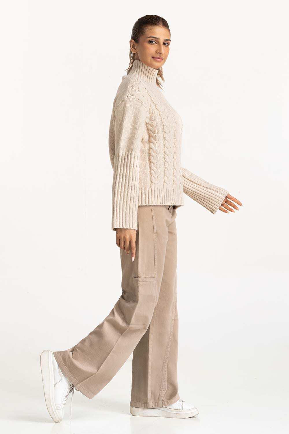 High Neck Cable Sweater WM-SWT-WS24-073